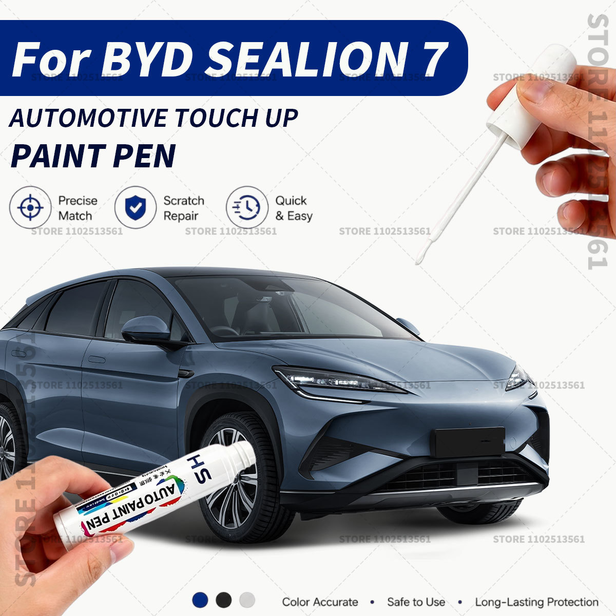 Paint Model Kit - ปากกาซ่อมสีรถยนต์ BYD SEALION 7 สีขาวดำ สำหรับซ่อมรอยขีดข่วน